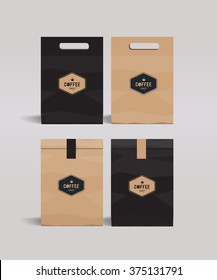 paper package mock up design .cafe and restaurant  package . badge coffee logo