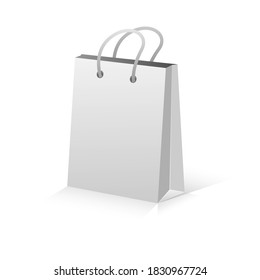 Paper package and price tags template isolatedю Realistic Shopping Bag Mockup for branding and corporate identity design.