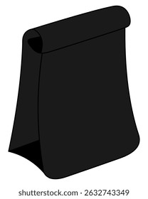 Paper package. Silhouette. Folded at the top package. Vector illustration. Cartoon style. Isolated white background. Idea for web design.