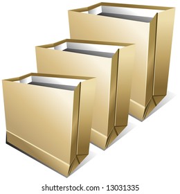 Paper packages of different size for packing foodstuff, shopping illustration