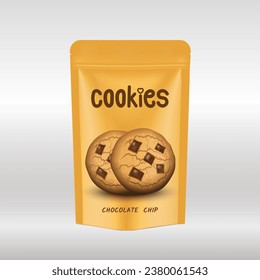 Paper packaging for cookie on white background with shadow. Vector illustration EPS 10.