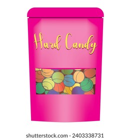 Paper packaging for Hard Candy with a transparent window.