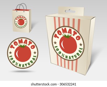 Paper packaging and labels for vegetables, tomato