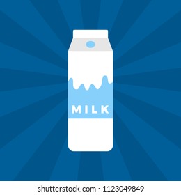 Paper Packet with Milk Isolated on Shiny Background. Vector Illustration in Flat Style
