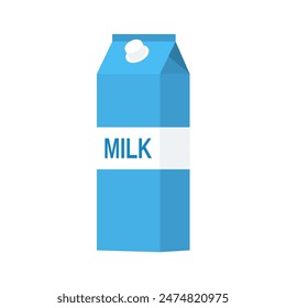 paper packet with milk isolated on white. vector illustration in flat style For web, info graphics.