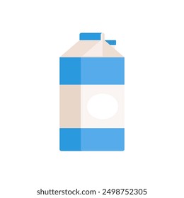 paper packet with milk isolated on white, vector illustration in flat style