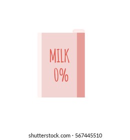 paper packet with milk isolated on white. vector illustration in flat style For web, info graphics.