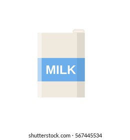 paper packet with milk isolated on white. vector illustration in flat style For web, info graphics.