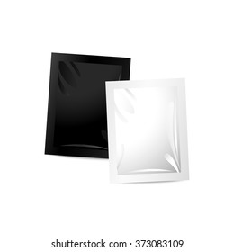 Paper packing of free sample cosmetics.  Sachet for condoms, shampoo, gel, powder and etc. Template for your design and branding.