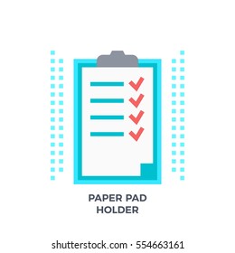 Paper Pad Holder Flat Icon. Material Design Illustration Concept. High Quality Pixel Perfect Web Design Graphics. Colorful Collection. Vector Illustration