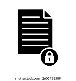 Paper and padlock. Locked document icon line style isolated on white background. Vector illustration