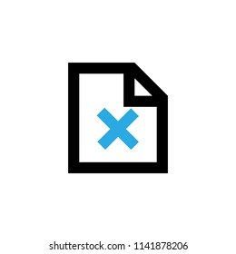 Paper page with cross vector icon. Pictogram from set Smartphone Essentials. Isolated on white background