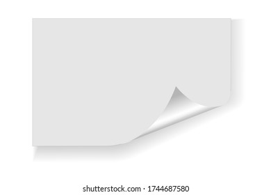 Paper page curl corner, flip turn fold sheet. Page curl with shadow on blank sheet of paper.