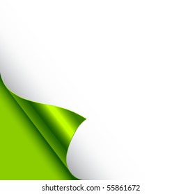 A paper page curl in green. Vector illustration.