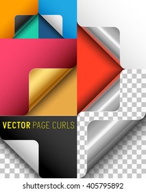  Paper Page Curl Set. Vector illustration.