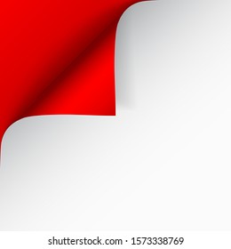 Paper page with curled corner and shadow. Template for your design. Set. Vector illustration.
