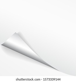 Paper page with curled corner and shadow. Template for your design. Set. Vector illustration.