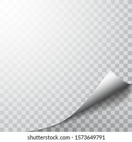 Paper page with curled corner and shadow. Template for your design. Set. Vector illustration.