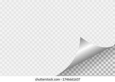 Papierseite mit abgerundeter Ecke und Schatten. Vorlage für Ihr Design. Setzen. Vector-Abbildung.