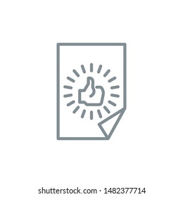 paper page with done outline flat icon. Single high quality outline logo symbol for web design or mobile app. Thin line sign design logo. gray icon pictogram isolated on white background
