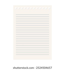 Paper page in flat style. Sheet with lines and grid vector illustration on isolated background. Blank document sign business concept.