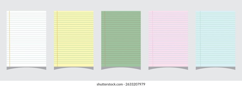 Paper page of notebook. Realistic rule paper page of notebook. School sheet with lines and grid. Blank lined notebook paper background. legal pad, notebook or lined paper on isolated background. Epa10