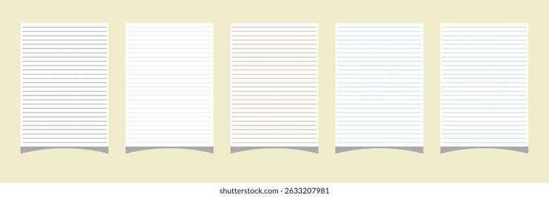 Paper page of notebook. Realistic rule paper page of notebook. School sheet with lines and grid. Blank lined notebook paper background. legal pad, notebook or lined paper on isolated background. Epa10