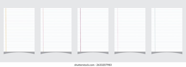 Paper page of notebook. Realistic rule paper page of notebook. School sheet with lines and grid. Blank lined notebook paper background. legal pad, notebook or lined paper on isolated background. Epa10
