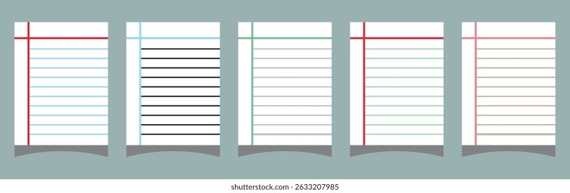 Paper page of notebook. Realistic rule paper page of notebook. School sheet with lines and grid. Blank lined notebook paper background. legal pad, notebook or lined paper on isolated background. Epa10