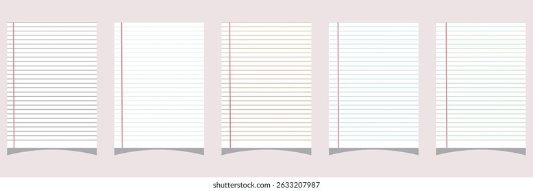 Paper page of notebook. Realistic rule paper page of notebook. School sheet with lines and grid. Blank lined notebook paper background. legal pad, notebook or lined paper on isolated background. Epa10