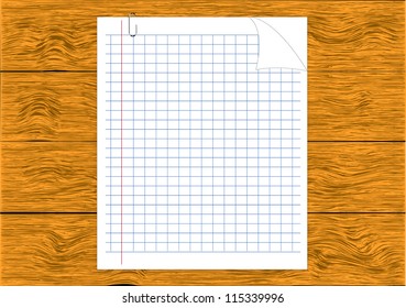 paper page notebook. textured isolated on the wood backgrounds.