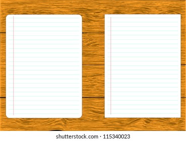 paper page notebook. textured isolated on the wood backgrounds.