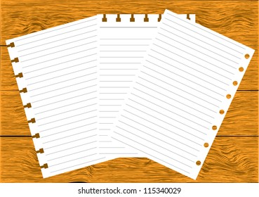 paper page notebook. textured isolated on the wood backgrounds.