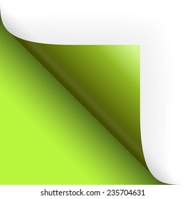 Paper / page turning over bottom left green