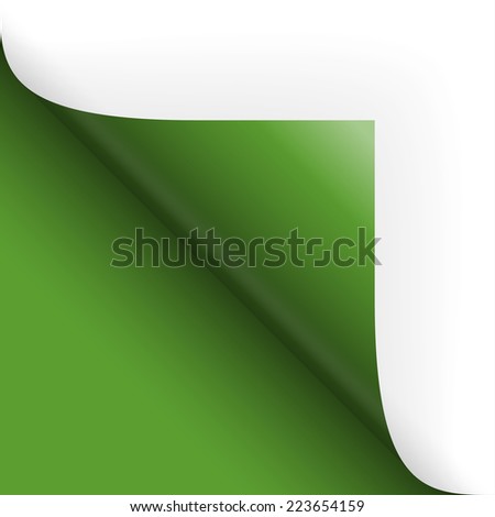 Paper / page turning over bottom left green