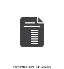 Paper Page vector icon. filled flat sign for mobile concept and web design. Document File simple solid icon. Form symbol, logo illustration. Vector graphics