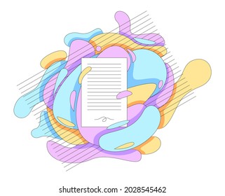 Paper with paints. Vector composition in outline style