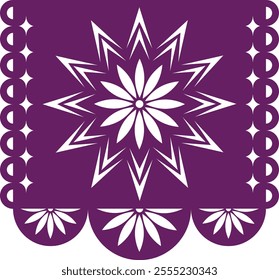 Paper papel picado for traditional Mexican holidays. Isolated vector illustration.