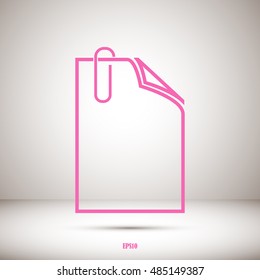 paper with paperclip, icon attach