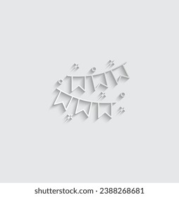 paper party icon flags garland vector icon. Bunting Icon Symbol.