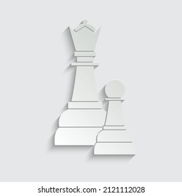 Papier Die Pflaster und die Königin Symbol Vektorschachstücke. Schachfiguren. 