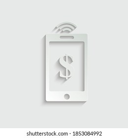 papel Icono de pago teléfono inteligente icono de dispositivo, icono de pago móvil en línea