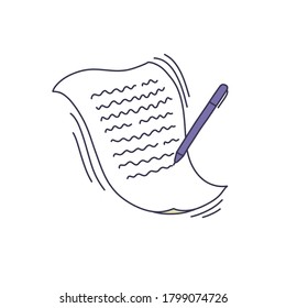paper and pen doodle icon, vector illustration
