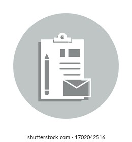 paper, pen, envelope badge icon. Simple glyph, flat vector of Business icons for ui and ux, website or mobile application