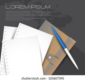 paper pen and envelope on dark background