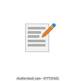 Paper and pen flat outline icon. 