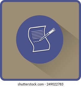 Paper and pen. Flat vector icon