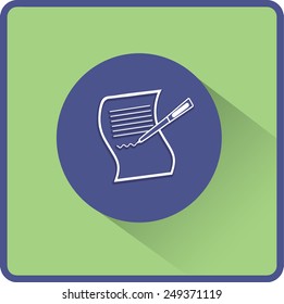 Paper and pen. Flat vector icon