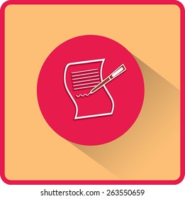 Papel y bolígrafo. Icono de vector plano