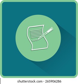 Paper and pen. Flat vector icon